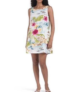 Cynthia ROWLEY Tropical Floral Linen Mini Dress